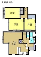 3LDKの使いやすい間取り。間取変更後の間取り図です
